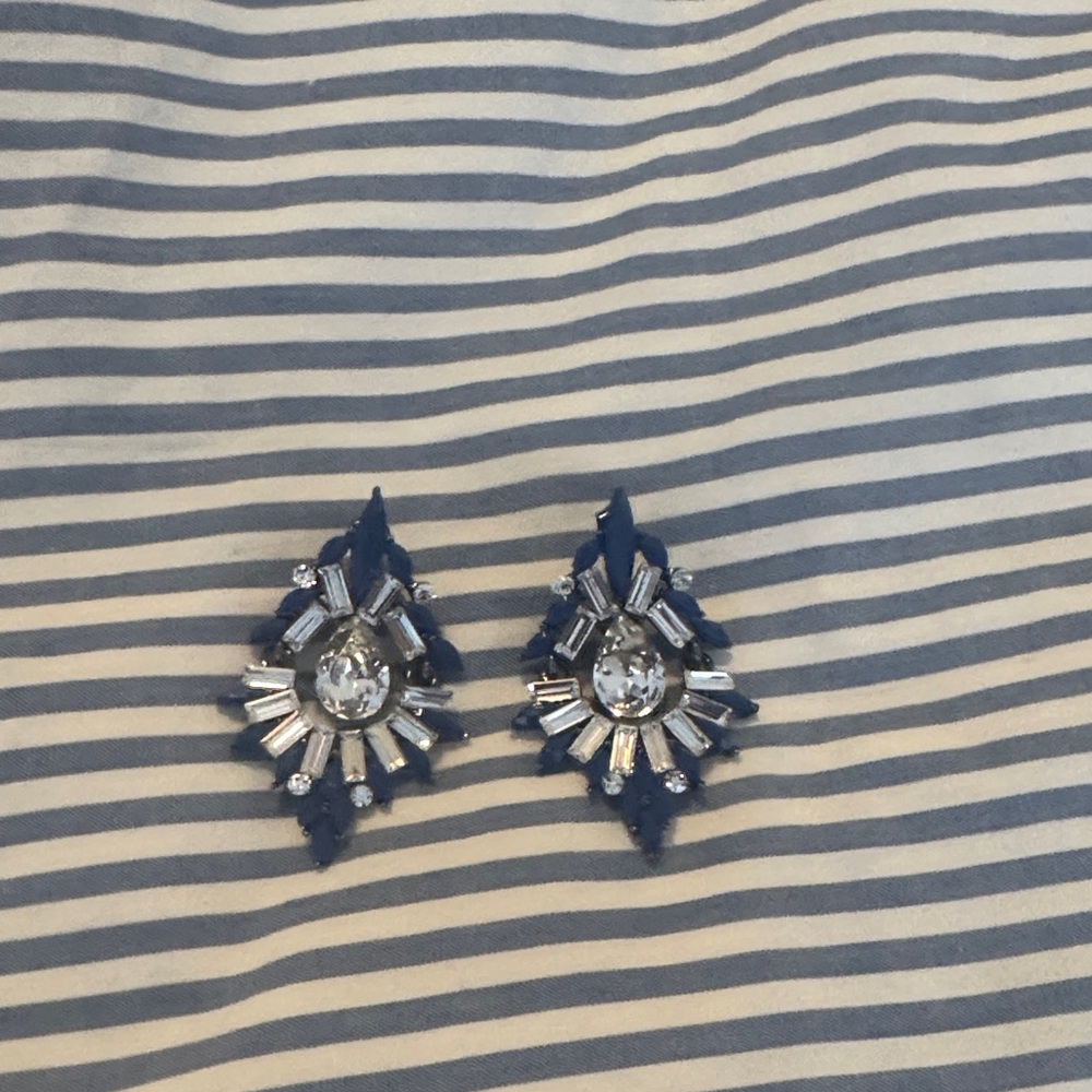 Navy and Silver Statement Earrings